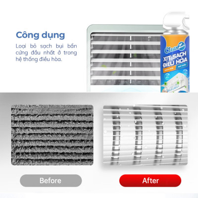 Chai xịt vệ sinh điều hòa Cleanz làm sạch diệt khuẩn bằng công nghệ ion bạc Ag+ -500ml- Hàng chính hãng 