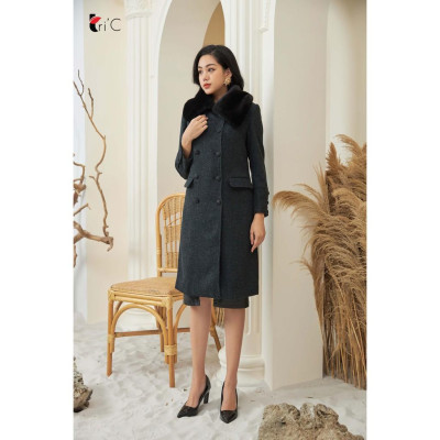 Áo khoác nữ Dạ Tweed dáng dài Tri