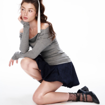 DOTTIE - Áo lệch vai tay dài - T1040