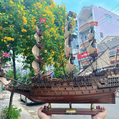 Mô Hình Thuyền Gỗ Phong Thủy Dạng Thuyền Cổ SOVEREIGN OF THE SEAS, thuyền buồm phong thủy, hàng chính hãng