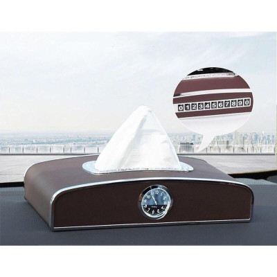 Hộp Đựng Khăn Giấy Trên ô Tô Có Đồng Hồ Và Bảng Sđt Cao Cấp (Kèm Video thực tế)