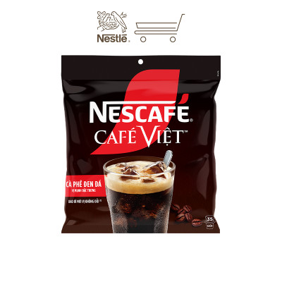[Tặng bộ 2 ly thủy tinh] Combo 2 Bịch Cà phê đen hòa tan NESCAFE Café Việt (Túi 35 gói x 16g)