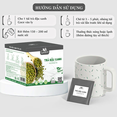 Trà đậu xanh túi lọc Goce - Mát gan, giải nhiệt
