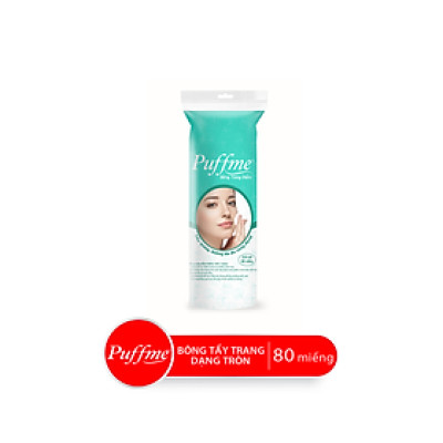 Bao Bông Tẩy Trang Tròn PUFFME, 80 Miếng/Bao