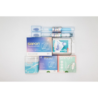 [Combo] 6 món chăm sóc vệ sinh gia đình – Tăm bông + Tăm chỉ + Tăm nhựa + Bàn chải SAPON
