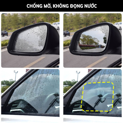 Bộ Miếng Dán Chống Nước Gương Ô Tô Xe Máy Dán Kính Chống Mưa Chống Đọng Nước Phủ NANO Cao Cấp