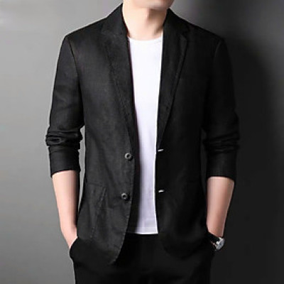 Áo khoác blazer nam cao cấp, phong cách Hàn quốc, có 2 túi, chất liệu linen xịn mịn