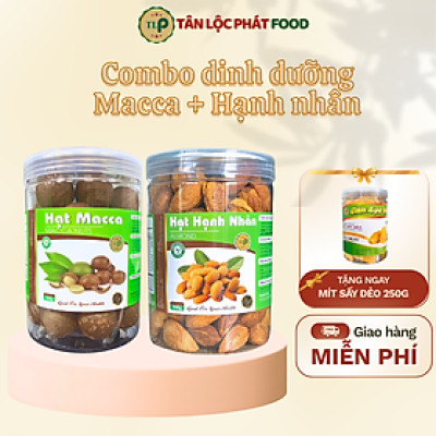 (Tặng Mít Sấy Dẻo Hũ 250G) Combo Hạt Dinh Dưỡng Macca Hũ 300g + Hạnh Nhân Hũ 250g