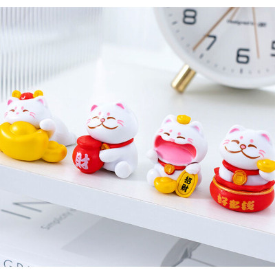 Mô Hình Mèo Lucky Mini Bộ Lục 6 Cái Trang Trí DIY_ Hàng chính hãng