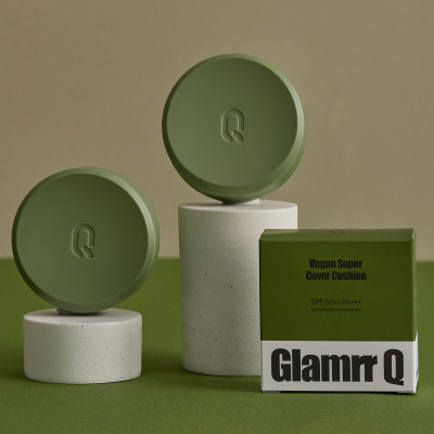 Phấn nước trang điểm che phủ kiềm dầu thuần chay GLAMRR Q VEGAN SUPER COVER CUSHION (1 lõi x 15g) by Gilaa