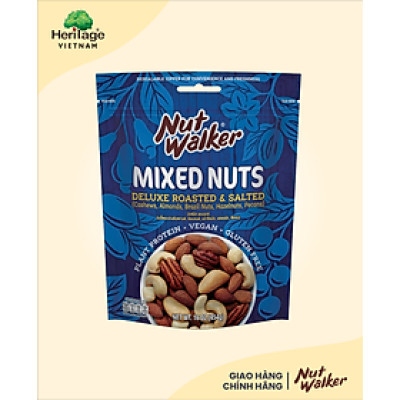 Nut Walker - Gói 454gr Hạt hỗn hợp cao cấp rang muối (Deluxe Roasted & Salted Mixed Nuts)