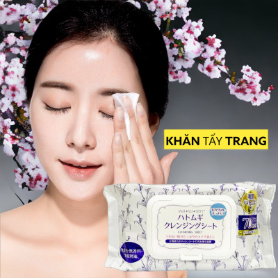 Khăn Ướt Tẩy Trang Chiết Xuất Hạt Ý Dĩ Kumano Hatomugi Wasosen Cleansing Sheet (70 tờ)