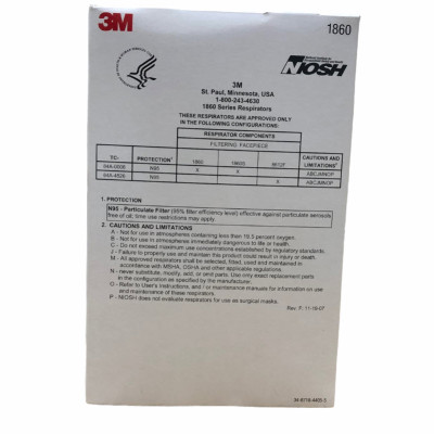 Nguyên Hộp Khẩu Trang Lọc Bụi Bảo Vệ Hô Hấp, Có Thể Dùng Trong Y Tế 3M Aura 1860 N95