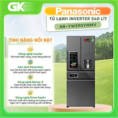 Tủ lạnh Panasonic 4 cánh ngăn đá dưới 540L NR-YW590YMMV - Hàng Chính Hãng