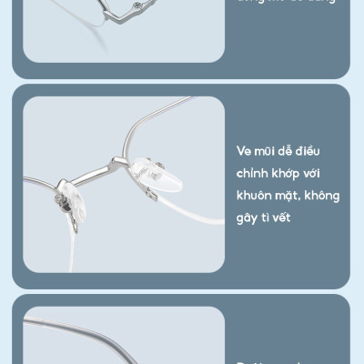 KAVI 211 - Kính Đổi Màu Khi Ra Nắng Gọng Kim Loại Nửa Viền Cao Cấp Dáng Lục Giác