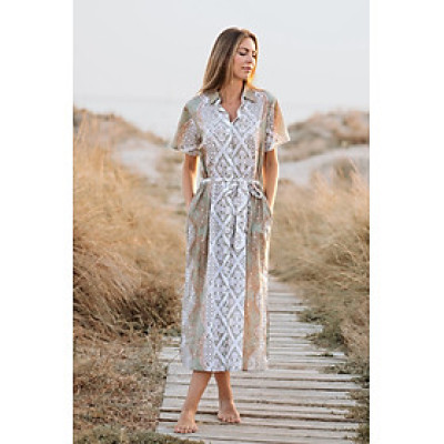 Maxi Sơ Mi Ngắn Tay Kết Cườm Cotton Isla Bonita