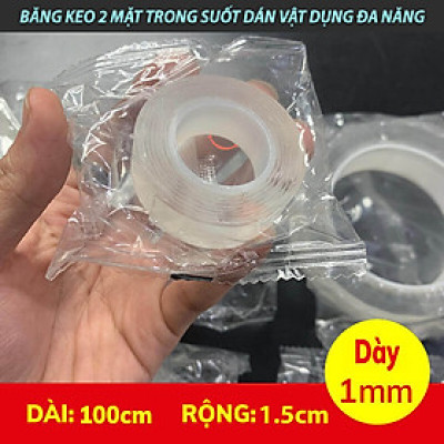 Băng Dính 2 Mặt Đa Năng Keo Trong Suốt Dày 2mm Băng Dính Nano Dán Tường Siêu Dính