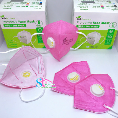 Khẩu trang n95 trẻ em có van thở SHB pro mask , Kn95 em bé 4 lớp kháng khuẩn chuẩn FFP2